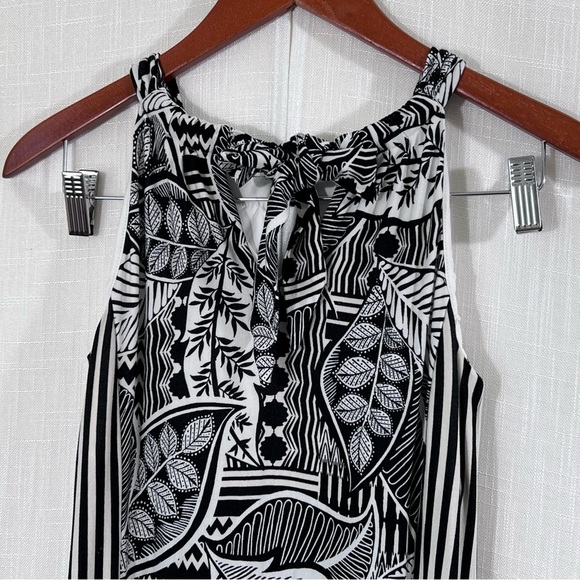 Chicos Tropical Print Flattering Stripes Halter Keyhole Tie Neck Maxi Dress 0P - Picture 13 of 15